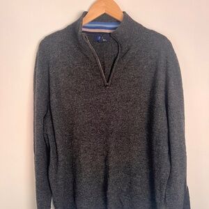 Boden Sweater Mens Gray Wool Large 1/4 Zip Jumper Pullover Wool Blend XL